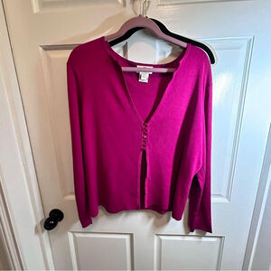 Talbots pink cardigan sweater size Large Silk